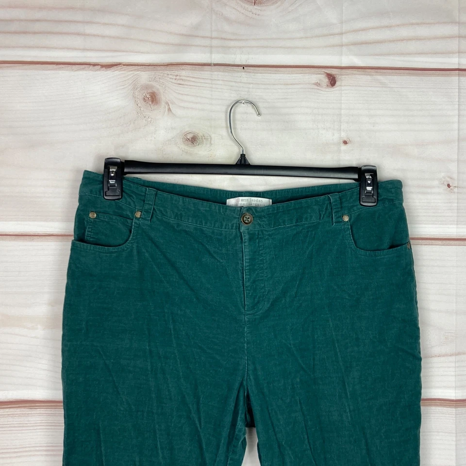 Erin London 裤子女式 16 绿色靴型灯芯绒弹力高腰口袋 — 第 2/4 张图片