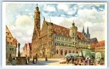 ROTHENBURG Rathaus - GERMANY artist signed Postcard