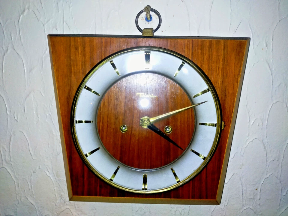 Reloj de Pared Junghans Diehl Alemania Funcionando Años 60 Madera Y Latón Excelente Foto 3 de 4