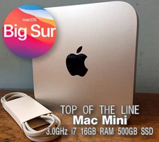 Apple Mac Mini 3.0Ghz Core i7 16GB RAM 500GB SSD OS11 'BIG SUR' TOP OF THE LINE 