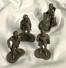 Lot of 4 1973 Hudson Pewter Historical American Figurines P.W. Baston