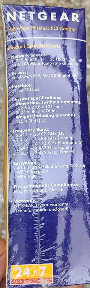 Netgear 108 Mbps Wireless PCI Adapter 32-bit PCI WG311T NIB - Image 3 of 4