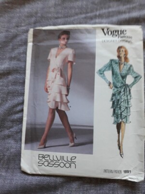 Rare Vintage Vogue Dress Sewing Pattern Bellville Sassoon 1891 Size 12 UNCUT 