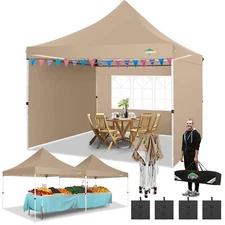 COBIZI 10x10 Pop Up Canopy with 3 Sidewalls Commercial Instant Family Party Tent
