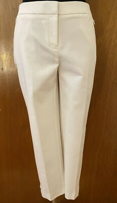 RAFAELLA CAPRI PANTS~4~WHITE~CURVY~DEFINED WAIST~SILVER GROMMET DETAILS ON LEG