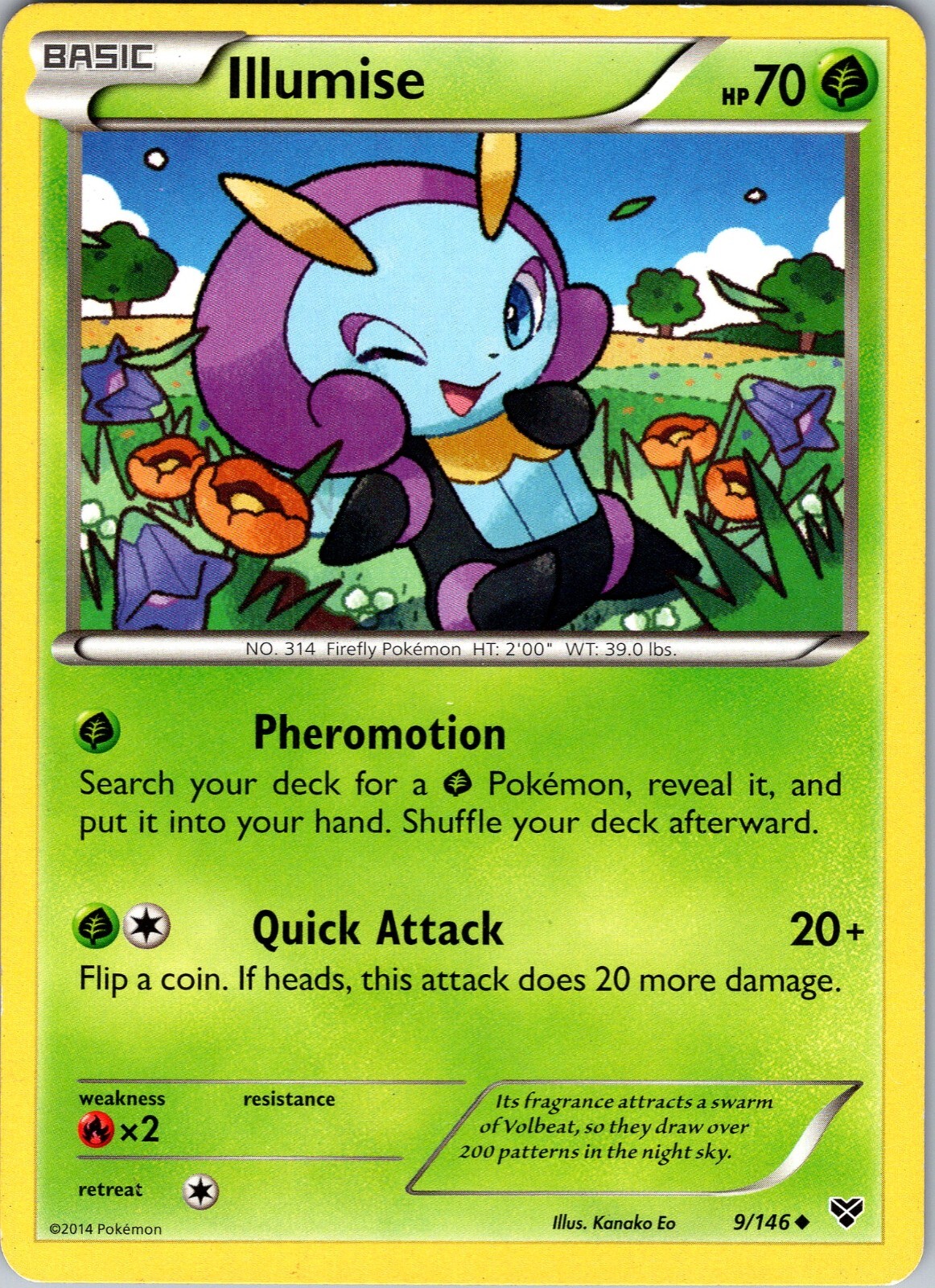 Pokemon TCG Illumise XY Base Set 9/146 Regular Uncommon Card LP-NM