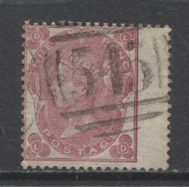 GREAT BRITAIN 1862 3 pence Queen Victoria issue pos D-L used
