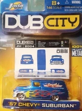 Jada Toys Dub City '57 Chevy Suburban Blue w/ Flames 1:64 Scale New 2004