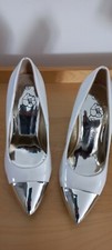 Escarpins blancs bout pointu argenté talons aiguilles Paris Texas Pointure 36