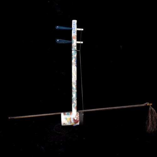20.8"Chinese antique Qing Dynasty Qianlong pink dragon patterned erhu