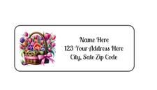 30 Basket Of Tulips PERSONALIZED RETURN ADDRESS LABELS 1 in X 2 5/8 GLOSSY