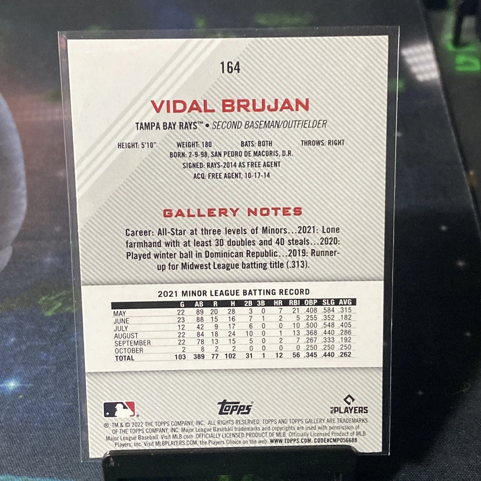 2022 Topps Gallery Baseball MLB #164 Vidal Brujan Base RC Rookie Card Rays - Image 3 of 4