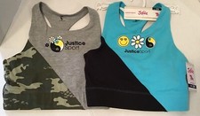 Girls Size 28 OR 30 Justice 'Oh So Soft' 2 PACK Sports Bras Padded Racer Back