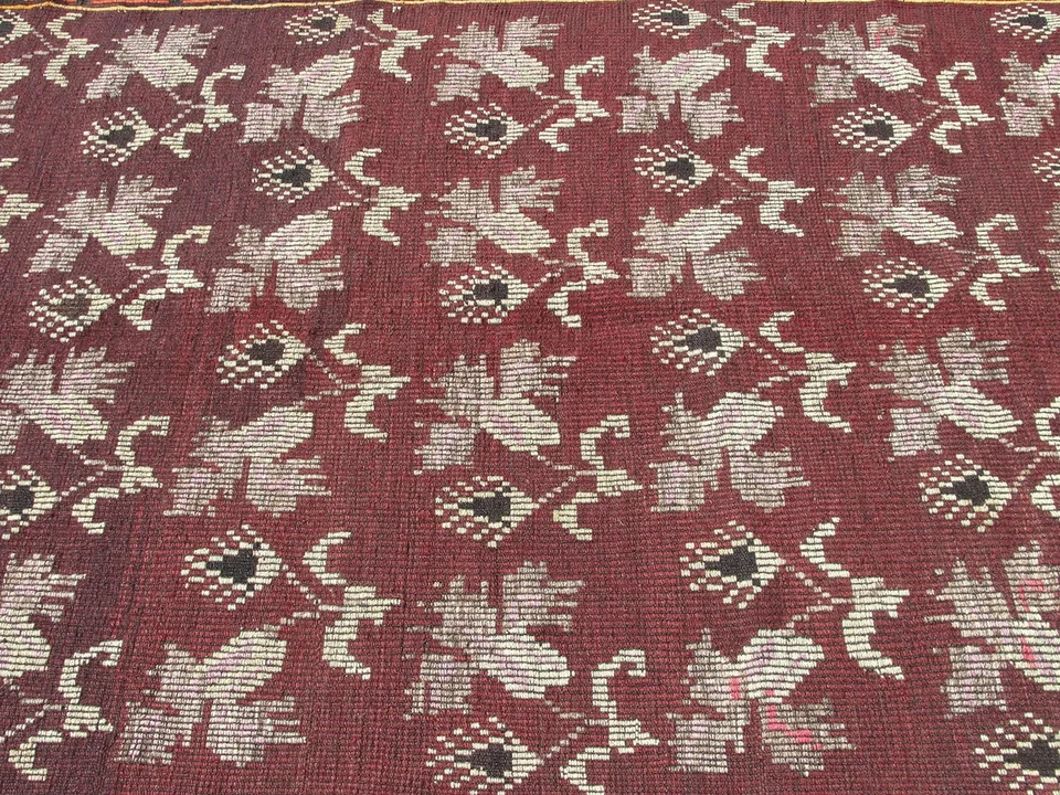 Alfombras florales 6x9 para sala de estar - Alfombras Kilim de lana bordadas bohemias hechas a mano Foto 4 de 4