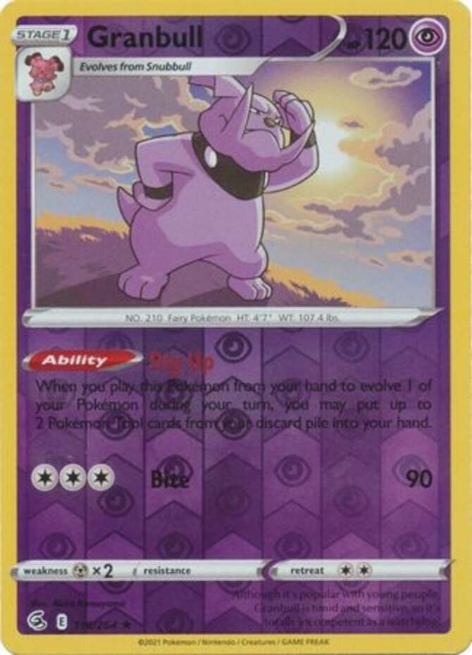 x1 Granbull - 116/264 - Rare - Reverse Holo Pokemon SS08 Fusion Strike M/NM