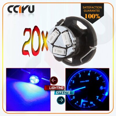 20Pcs Blue T5 T4.7 Neo Wedge 3SMD LED Bulbs A/C Climate Control Light Lamps 12V