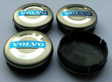 4 x Volvo 64mm Alloy Hub Wheel Centre Caps Set Emblem Top Quality Silver/Blue