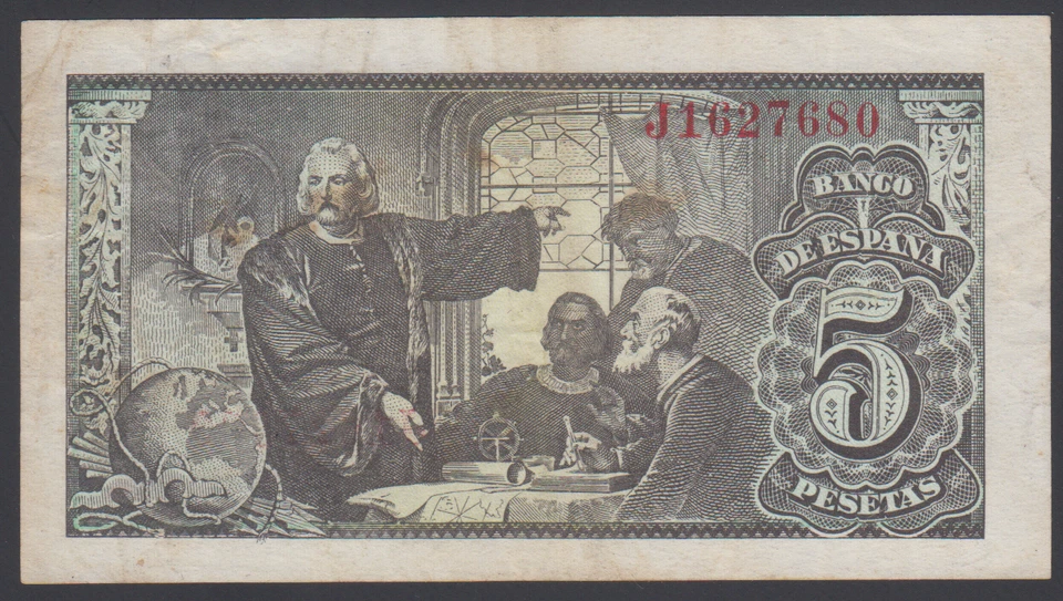 Spain  5 Pesetas 13-02-1943  F-VF  P. 127,    Banknote, Circulated - Image 2 of 2