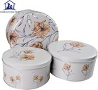 Cake Storage Tins Set of 3 Round Nesting Airtight Food containers Kitchen  - FG