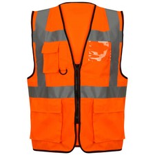 EXECUTIVE HI VIS VIZ VEST HIGH VISIBILITY WORK WAISTCOAT REFLECTIVE SAFETY TOP