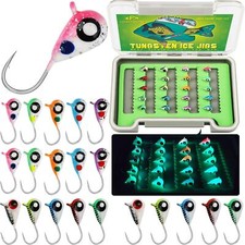 Tungsten Ice Fishing Jigs Ice Fishing Lures Glow in Dark 1/16oz 1.85g Crappie...