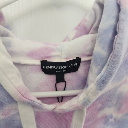 NWT Generation Love Hoodie Womens Large Purple Tie-Dye Long Sleeve Sweatshirt - Picture 3 of 10