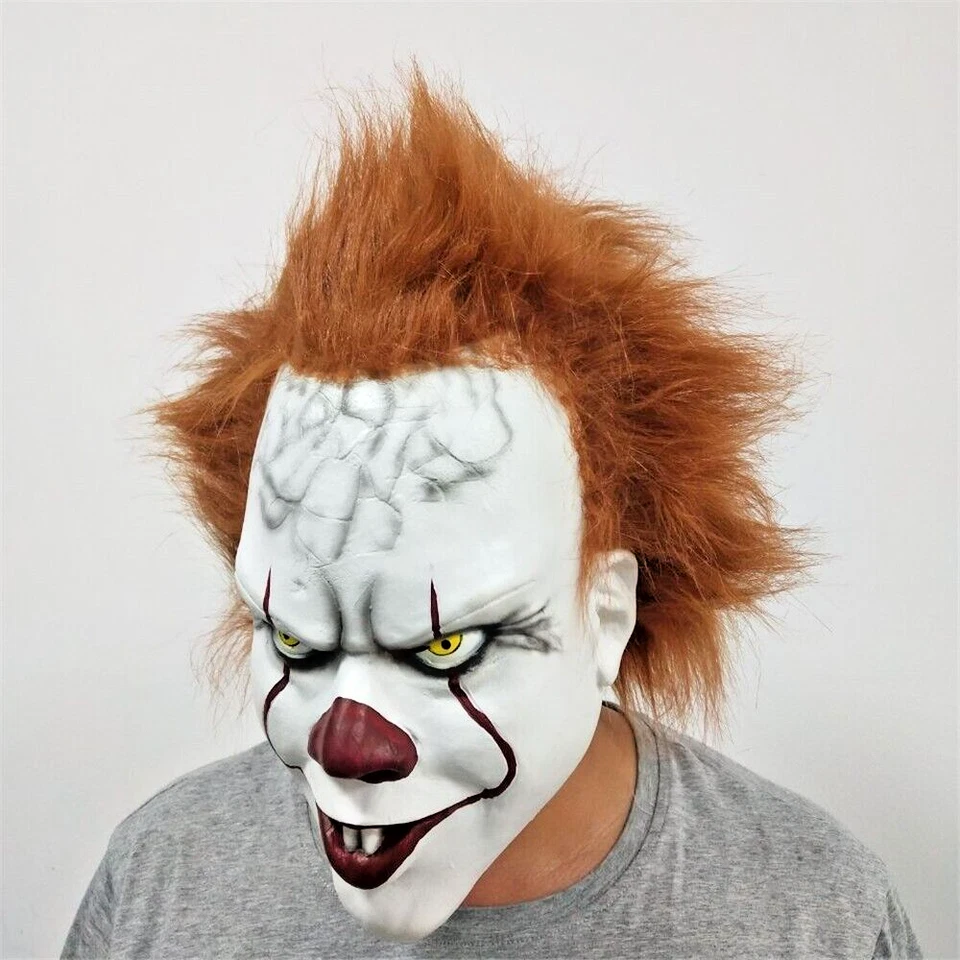 Scary Clown Mask Adults Fancy Dress Halloween Costume Party latex Headgear - Image 4 of 4