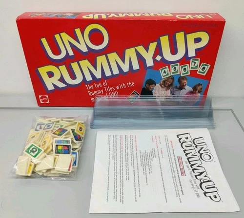 VINTAGE Uno Rummy Up COMPLETE Mattel 1993 Family Game 90's Tiles