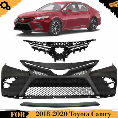 Front Bumper Cover Paintable & Grille Assembly Kit For 2018-2020 Toyota Camry