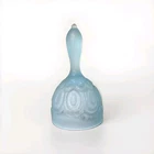Vintage Fenton Moon and Stars Blue Satin Glass Bell - Original Glass Clapper