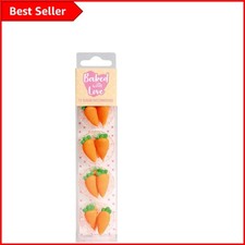 Leuchtend orange Tortendeko - 12 handgefertigte Zucker Karotten Deko für jedes Alter