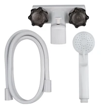 4" Tub And Shower Diverter Faucet White/Smoke With Shower Head & Hose For RVs