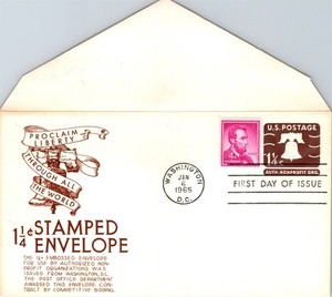 S09-5905, 1.25C LIBERTY BELL, STAMPED ENVELOPE, ANDERSON FDC