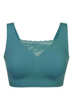 Rhonda Shear Women's Body Bra with Lace Inset Teal