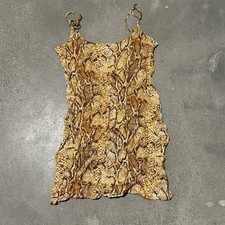 Reformation Dress Brown Vivette Snake Print Spaghetti Strap Tie Waist Mini Sz S