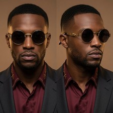 Gothic Steampunk Sunglasses Men Metal Eyeglasses Round Shades Trendy Fashion New