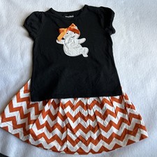 Toddler Girls Ghost Halloween Outfit Skirt/Top Set HAND MADE NEW 4T