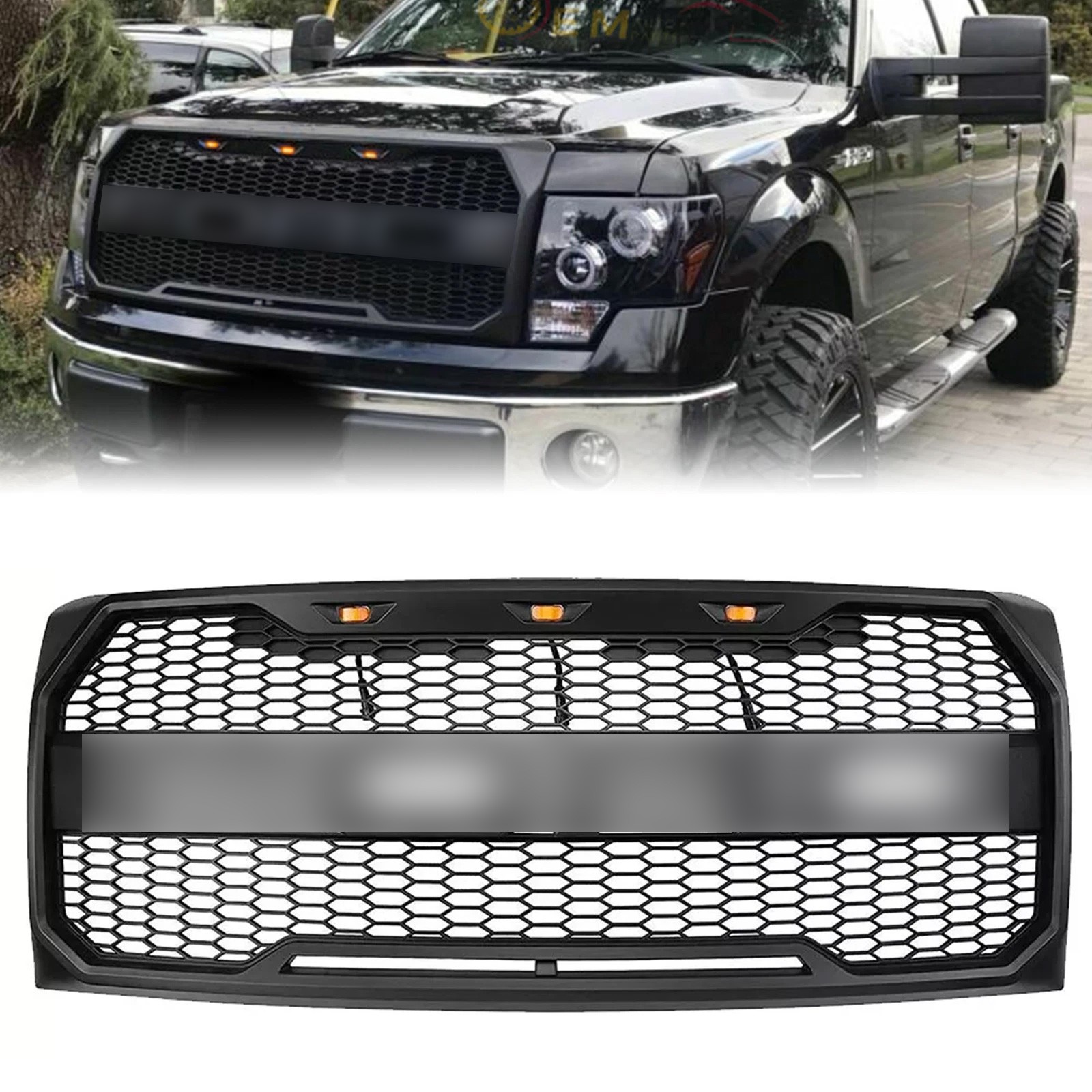 For 2009-2014 Ford F150 F-150 Front Bumper Grille Hood Grill Raptor Style Black