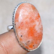 925 Silver Plated Sunstone Ring US 8 Best Seller Gift GW