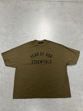 Essentials Fear of God Khaki Olive Green T Shirt Mens Size Medium Oversized