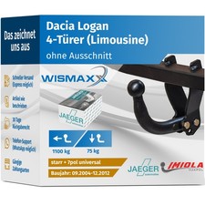 ANHÄNGERKUPPLUNG starr passt für Dacia Logan 04-12 +7polig E-Satz ABE