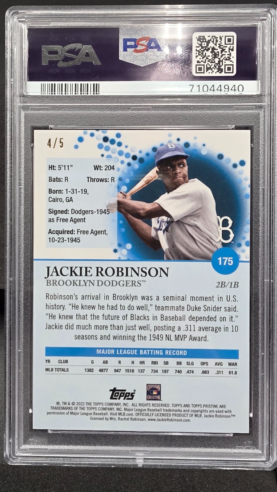 ⚾POP 1 PSA LOT⚾2022 TOPPS PRISTINE JACKIE ROBINSON & 2024 FLAWLESS KYLE TEEL 1/1 view 9