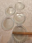 Vintage 1970s Seashell Glass Footed Clamshell 6.5 "Plate Textured Glass Set of 5