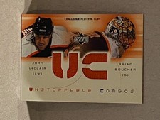 2002-03 UPPER DECK UNSTOPPABLE COMBOS LECLAIR / BOUCHER JERSEY CARD #UC-LB