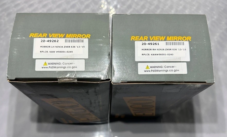 Espejos retrovisores de motocicleta Kawasaki ZX6R, Ninja de repuesto OEM, '13-'18, 20-49261-62 Foto 2 de 4