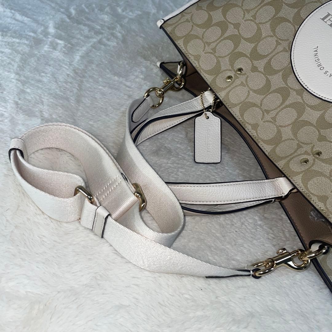 COACH Dempsey 40 Shoulder Bag 2way Leather Tote Bag Beige White  Authentic thumbnail 11