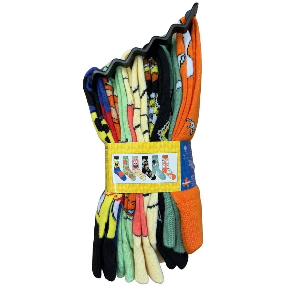 Bob Esponja Unisex 6 Pack de Calcetines Crew en Surtidos Colores y Diseños 6-12 NUEVO Foto 3 de 4