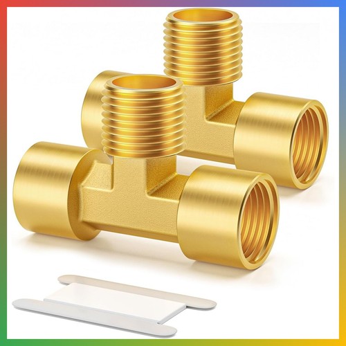 2PCS Metals Brass Pipe Fitting Barstock Male Branch Tee T Adapter 1/8" NPT