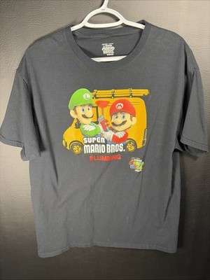 The Super Mario Brothers Movie Mens T-Shirt - Mario & Luigi Plumbing SIZE LARGE