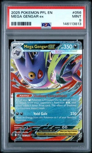 2025 POKEMON PFL EN-PHANTASMAL FLAMES #056 MEGA GENGAR EX PSA 9